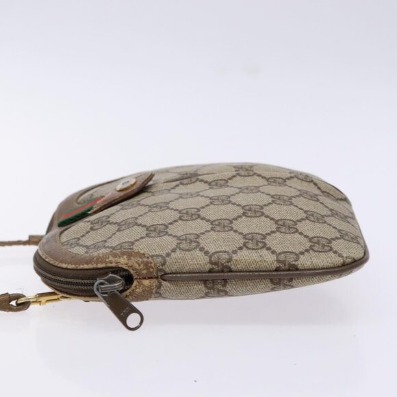 GUCCI GG Supreme Web Sherry Line Bag PVC Beige Gold 98 02 047 Auth fm4861 - Picture 4 of 16